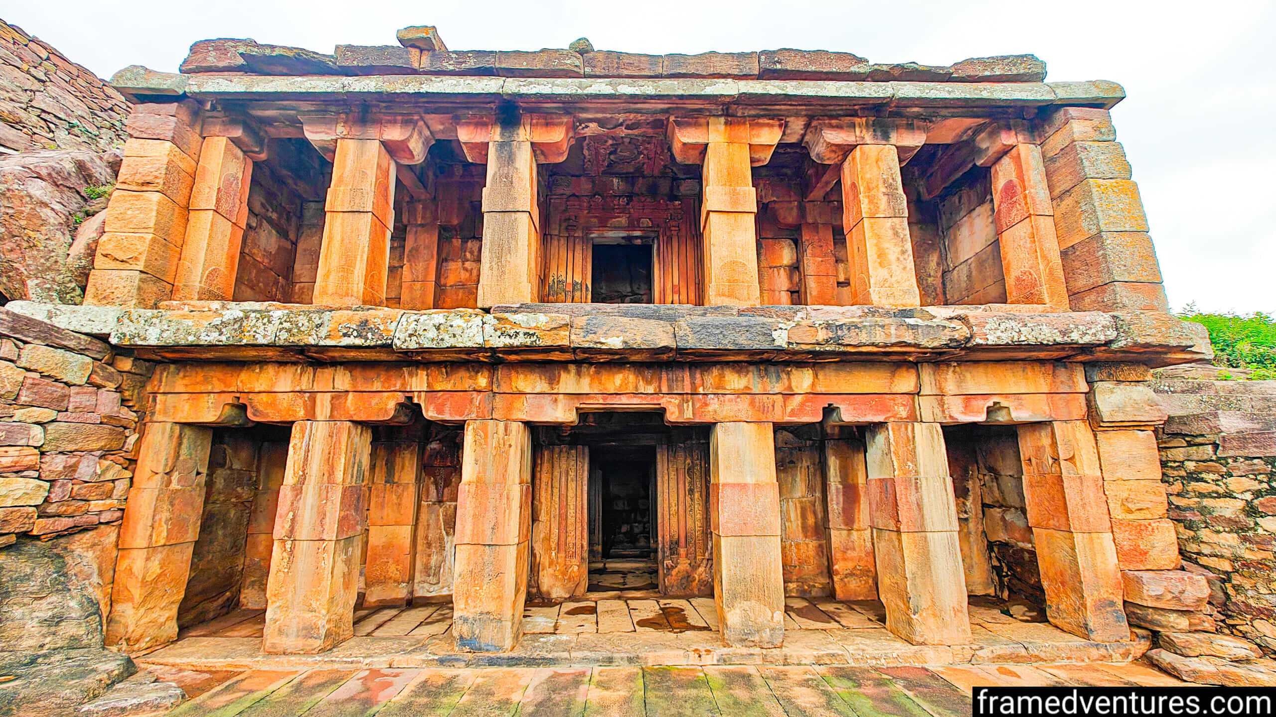 A pillared hall near Meguti Jain Temple