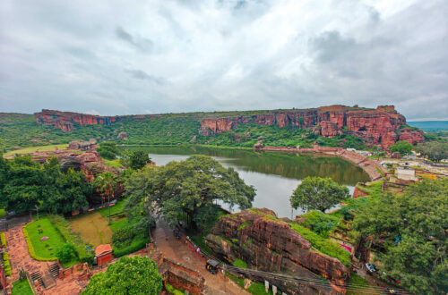 An aerial view of Badami