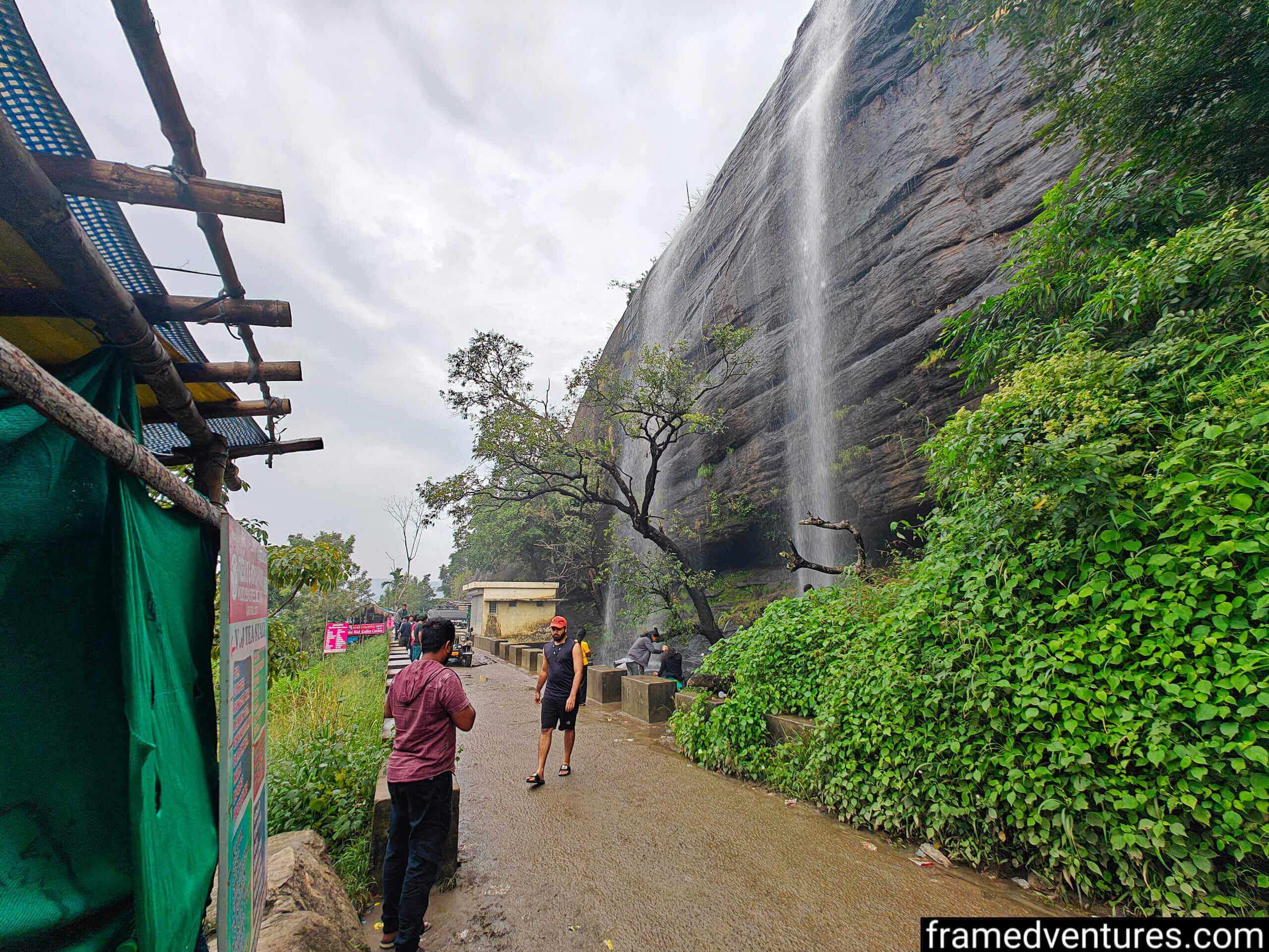 Tourists at Irachil Para Waterfall in Marayoor
